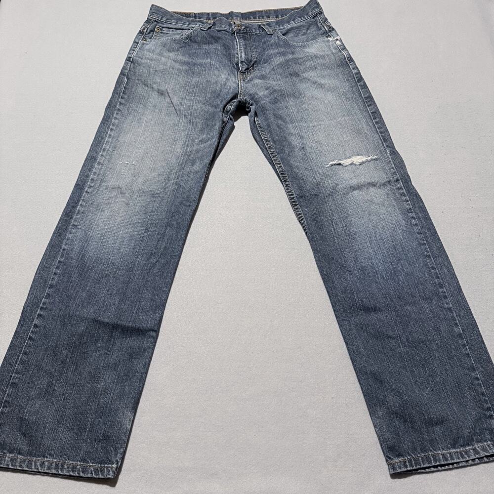 Levi's 569 Jeans Men's Blue Denim Distressed Relaxed Straight Zip Fly - 34x29.5